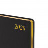 Еженедельник датированный 2026, БОЛЬШОЙ ФОРМАТ 210х297 мм, А4, BRAUBERG "Iguana", под кожу, черный, 117153