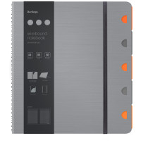 Бизнес-тетрадь А4+, 80л., Berlingo 'Steel&Style Pro', клетка, на гребне, 80г/м2, перфорация, разделители, линейка, закладка, серебристый металлик