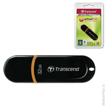 Флэш-диск 32 GB, TRANSCEND Jet Flash 300, USB 2.0, черный, TS32GJF300