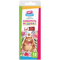 Акварель ArtSpace, медовая, 12 цветов, без кисти, картон, европодвес, 5 шт/в уп