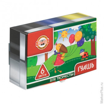Гуашь KOH-I-NOOR, 6 цветов по 25 мл, картонная упаковка, FG-KIN-206