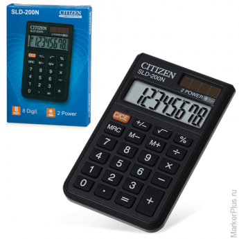 Калькулятор CITIZEN карманный SLD-200N, 8 разрядов, двойное питание, 98х60 мм