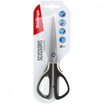 Ножницы Berlingo 'Easycut 300', 20см, белые, мягкие вставки, европодвес