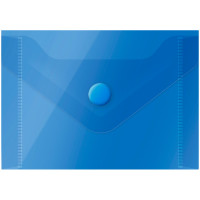 Папка-конверт на кнопке OfficeSpace, А7 (74*105мм), 150мкм, полупрозрачная, синяя, 20 шт/в уп