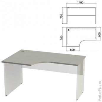 Столешница стола эргономичного 'Этюд' (ш1400*г900*в750 мм), левый, серый 03, 401670, ш/к01512