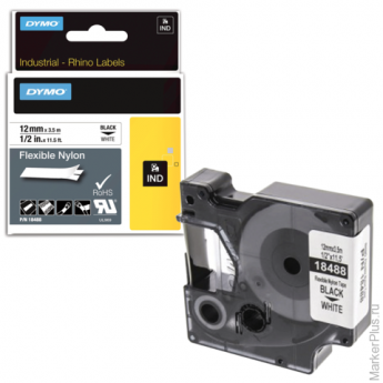 Картридж для принтеров этикеток DYMO Rhino, 12 мм х 3,5 м, лента нейлоновая, чёрный шрифт, неровная 
