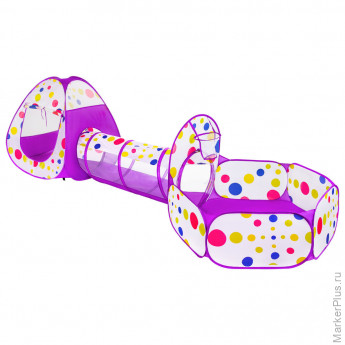Детская игровая палатка-лабиринт с тоннелем и сухим бассейном, 90x190x270 см, BRAUBERG KIDS, 665172