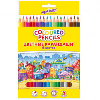 Карандаши цветные ЮНЛАНДИЯ 'ДОМИКИ', 18 цветов, шестигранные, грифель 3 мм, 181837 Карандаши цветные ЮНЛАНДИЯ 'ДОМИКИ', 18 цветов, шестигранные, грифель 3 мм, 181837