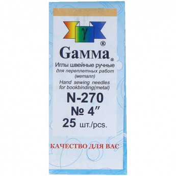 Иглы для шитья ручные Gamma N-270, 10см, 25шт. в конверте, 2 шт/в уп