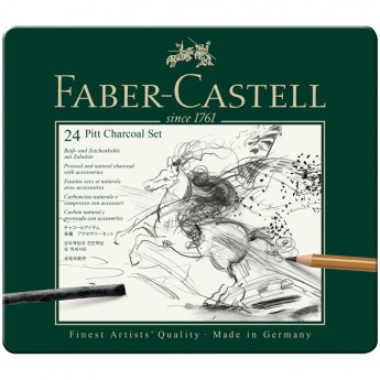Набор угля и угольных карандашей Faber-Castell 'Pitt Charcoal' 24 предмета, метал. кор.
