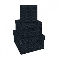 Набор квадратных коробок 3в1, MESHU 'Pattern on black', (19,5*19,5*11-15,5*15,5*9см)