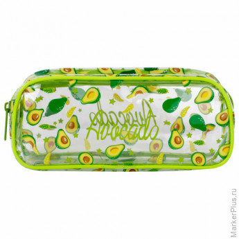 Пенал-косметичка BRAUBERG LUCENT на молнии, прозрачный, "Avocado", 21х5х9 см, 270054 Пенал-косметичка BRAUBERG LUCENT на молнии, прозрачный, "Avocado", 21х5х9 см, 270054
