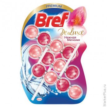 Блок туалетный подвесной твердый 3 шт. х 50 г BREF (Бреф) De Luxe, "Нежная магнолия", комплект 3 шт