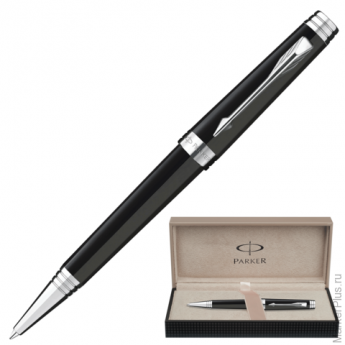Ручка шариковая PARKER Premier Deep Black Lacquer ST корпус латунь, лак, детали-серебро,S0887880,син