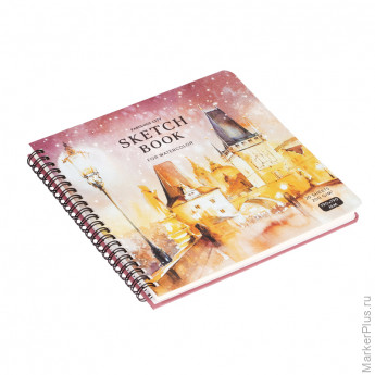 Скетчбук для акварели 20л. 190*190 на гребне Greenwich Line "Winter town", 200 г/м2