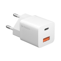 Зарядное устройство сетевое Deppa USB-C+USB-A, PD 3.0, QC 3.0, 20Вт, белый
