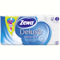 Бумага туалетная Zewa "Deluxe" 3-х слойн., 8шт., тиснение, белая, комплект 8 шт