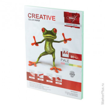 Бумага цветная CREATIVE color (Креатив) А4, 80 г/м2, 100 л., пастель, зеленая, БПpr-100з