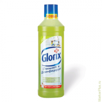 Средство для мытья пола дезинфицирующее 1 л GLORIX (Глорикс) 'Лимонная Энергия', без хлора, 8677296