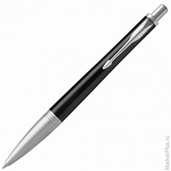 Ручка шариковая PARKER "Urban Premium Ebony Metal CT", корпус черный, латунь, лак, хромированное покрытие деталей, 1931615, синяя