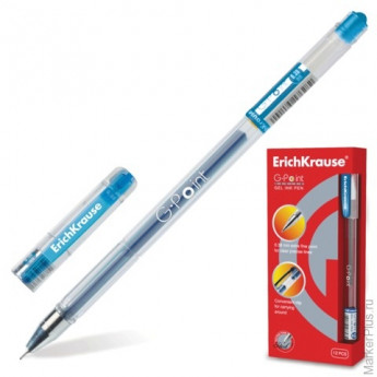Ручка гелевая ERIH KRAUSE "G-POINT", корпус прозрачный, синие детали, толщина письма 0,38 мм, синяя