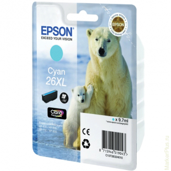 Картридж струйный EPSON (C13T26324010) Expression Premium XP-600/605/700/800, голубой, оригинальный