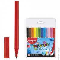 Фломастеры MAPED 'Color'Peps Ocean', 12 цветов, смываемые, вентилируемый колпачок, упаковка, европодвес, 845720