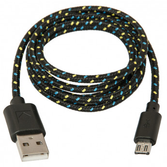 Кабель Defender USB2.0 (A) - microUSB (B), в оплетке, 1М, черный