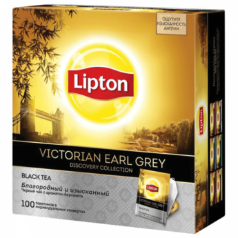 Чай LIPTON (Липтон) Discovery "Victorian Earl Grey", черный с бергамотом, 100 пакетиков по 2 г, 2118