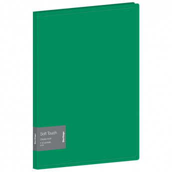 Папка с 10 вкладышами Berlingo 'Soft Touch', 17мм, 700мкм, зеленая, с внутр. карманом