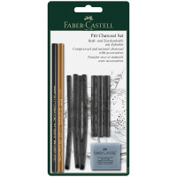 Набор угля и угольных карандашей Faber-Castell "Pitt Charcoal" 10 предметов, блистер