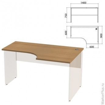 Столешница стола эргономичного "Этюд" (ш1400*г900*в750 мм), правый, дуб онтарио 160, 401668,ш/к01451