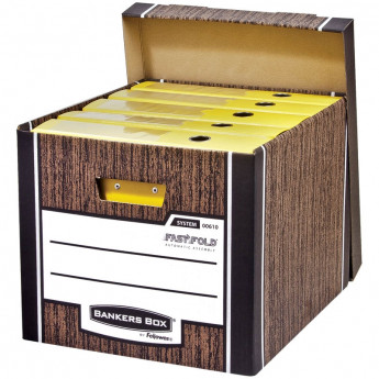 Короб архивный Fellowes "Bankers Box Woodgrain" 325*285*385, гофрокартон, сборка FastFold 5 шт/в уп