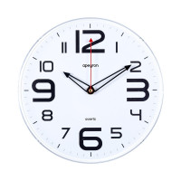 Часы настенные, круглые, белый, пластик '25см бесшумный PL200911