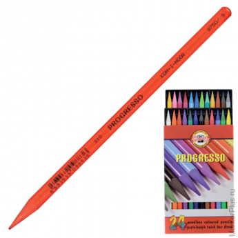 Карандаши цветные художественные KOH-I-NOOR "Progresso", 24 цвета, грифель 7,1 мм, в лаке, без дерев
