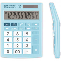 Калькулятор настольный BRAUBERG ULTRA PASTEL-12-LB (192x143 мм), 12 разрядов, двойное питание, ГОЛУБОЙ, 250502