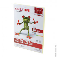 Бумага цветная CREATIVE color, А4, 80 г/м2, 100 л., пастель, желтая, БПpr-100ж