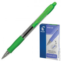 Ручка шариковая масляная PILOT автоматическая, BPGP-10R-F 'Super Grip', корпус салатовый, резиновый упор, 0,32 мм, синяя