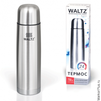 Термос WALTZ / ЛАЙМА классический с узким горлом, 0,75 л, нержавеющая сталь, 601413