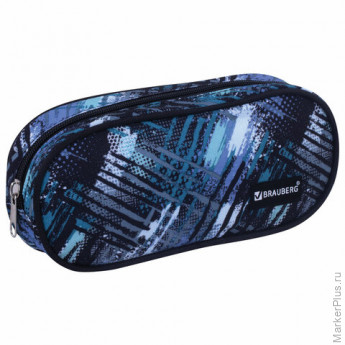 Пенал-косметичка BRAUBERG овальный, полиэстер, "Lines", 22х9х5 см, 229273