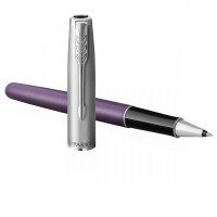 Ручка-роллер Parker 'Sonnet Sand Blasted Metal&Violet Lacquer' черная, 0,5мм, подарочная упаковка