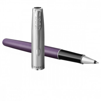 Ручка-роллер Parker 'Sonnet Sand Blasted Metal&Violet Lacquer' черная, 0,5мм, подарочная упаковка