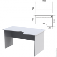 Стол письменный эргономичный "Монолит", 1400х900х750 мм, правый, цвет серый, СМ4.11