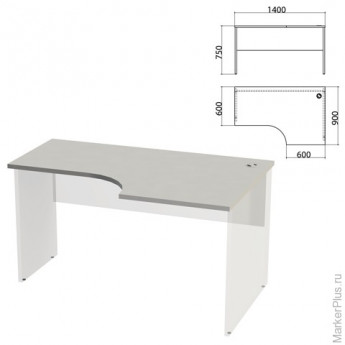 Столешница стола эргономичного 'Этюд' (ш1400*г900*в750 мм), правый, серый 03, 401668, ш/к01413