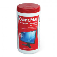 Чистящие салфетки ОФИСМАГ, в тубе, 100 шт., влажные, для экранов, 510483, комплект 100 шт
