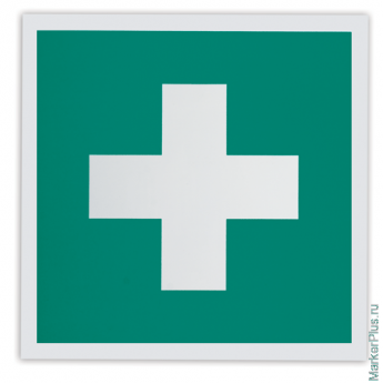 Знак 'Аптечка первой медицинской помощи', 200х200 мм, самоклейка, фотолюминесцентный, ЕС 01