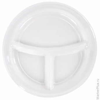 Одноразовые тарелки 3-х секционные КОМПЛЕКТ 100 шт. 220 мм, белые, ПП, холодное/горячее, LAIMA СТАНДАРТ, 608769