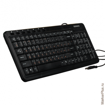 Клавиатура проводная SONNEN KB-M500, USB, мультимедийная, 7 дополнительных кнопок, черная, 511295