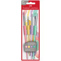 Набор кистей Faber-Castell 4шт., круглые № 12,4,8, плоская №10, пастел. цвета., блистер, европодвес, комплект 4 шт