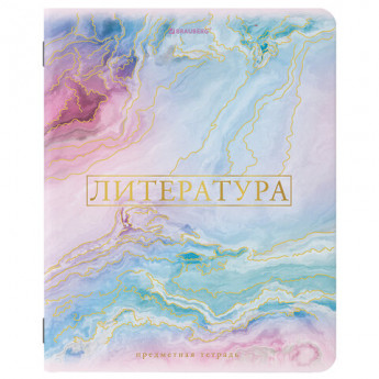 Тетрадь предметная со справочным материалом PASTEL 48л, SoftTouch, фольга, ЛИТЕРАТУРА, линия, BRAUBERG, 404317